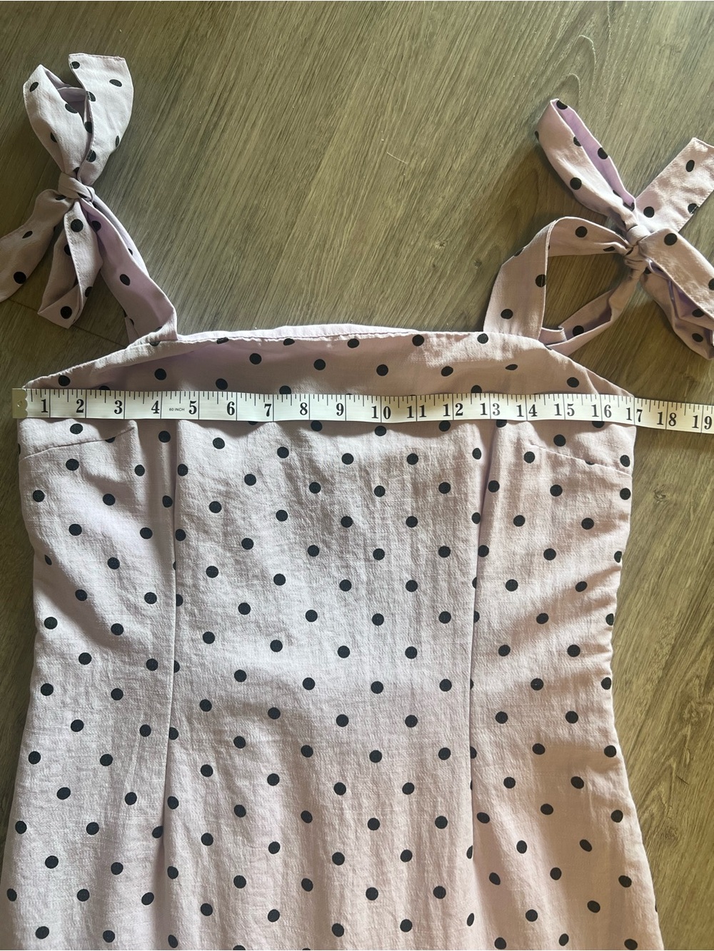 Lilac Polka Dot Tie-Shoulder Midi Dress | Retro | Ruffle Hem - Picture 7 of 8